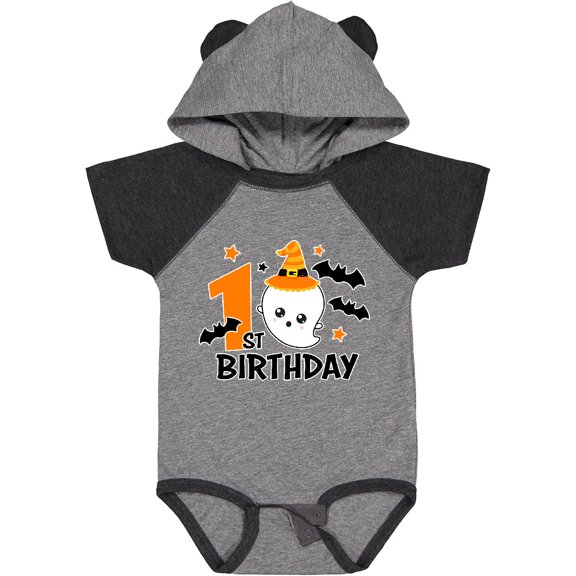 Inktastic 1st Birthday with Ghost and Bats Halloween Boys or Girls Baby Bodysuit