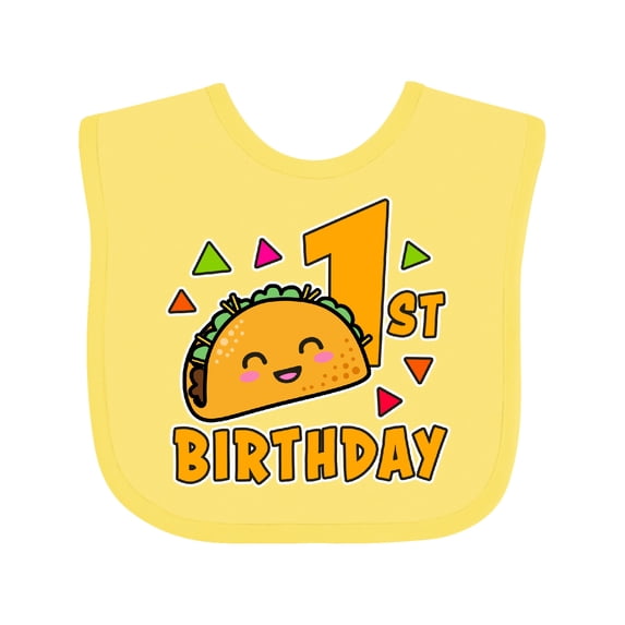 Inktastic 1st Birthday with Taco and Confetti Boys or Girls Baby Bib