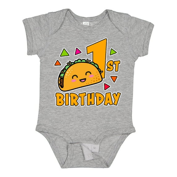 Inktastic 1st Birthday with Taco and Confetti Boys or Girls Baby Bodysuit