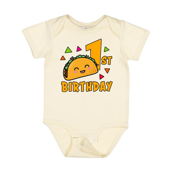 Inktastic 1st Birthday with Taco and Confetti Boys or Girls Baby Bodysuit