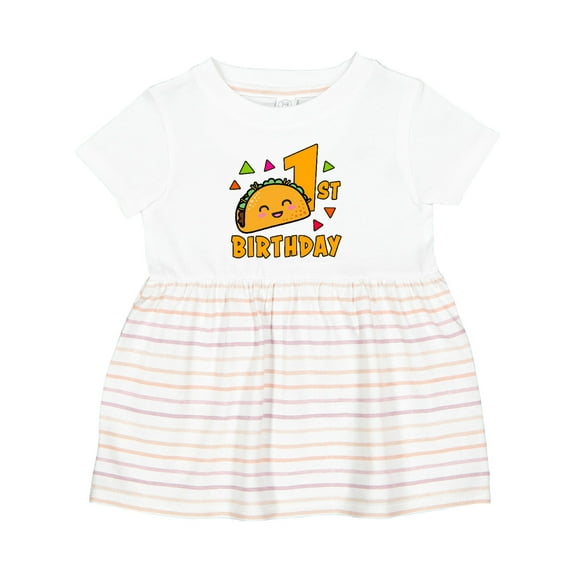 Inktastic 1st Birthday with Taco and Confetti Girls Baby Dress
