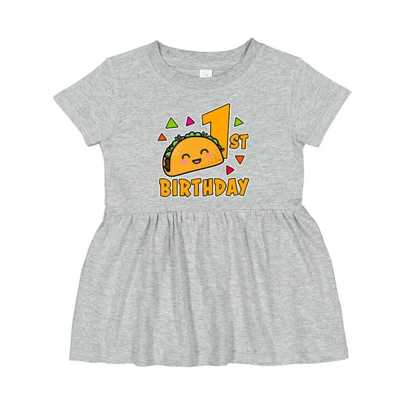 Inktastic 1st Birthday with Taco and Confetti Girls Baby Dress