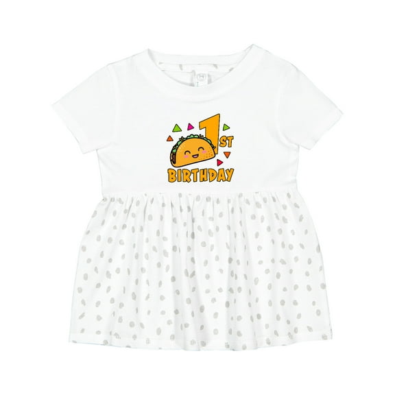 Inktastic 1st Birthday with Taco and Confetti Girls Baby Dress