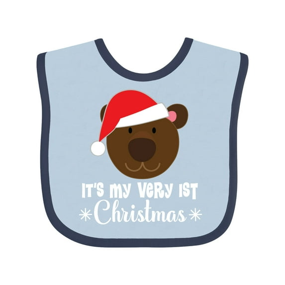 Inktastic 1st Christmas Holiday Bear Boys or Girls Baby Bib