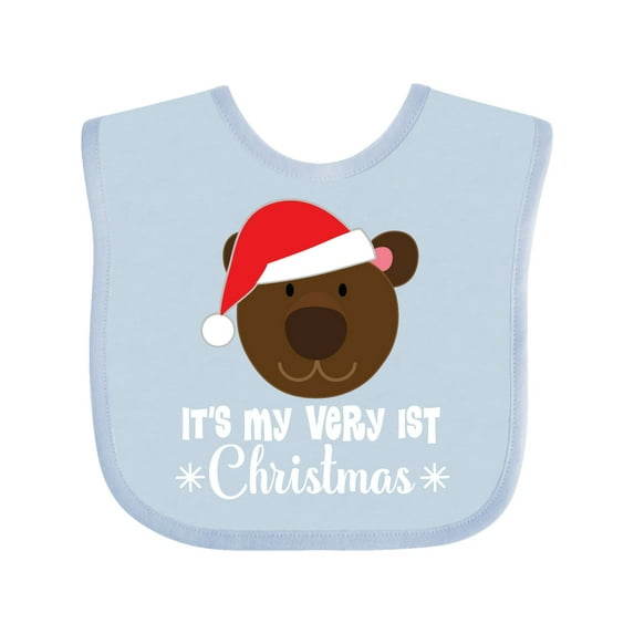 Inktastic 1st Christmas Holiday Bear Boys or Girls Baby Bib