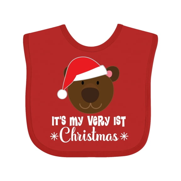 Inktastic 1st Christmas Holiday Bear Boys or Girls Baby Bib