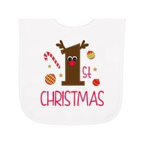 Inktastic 1st Christmas Reindeer Baby Terry Cloth Bib
