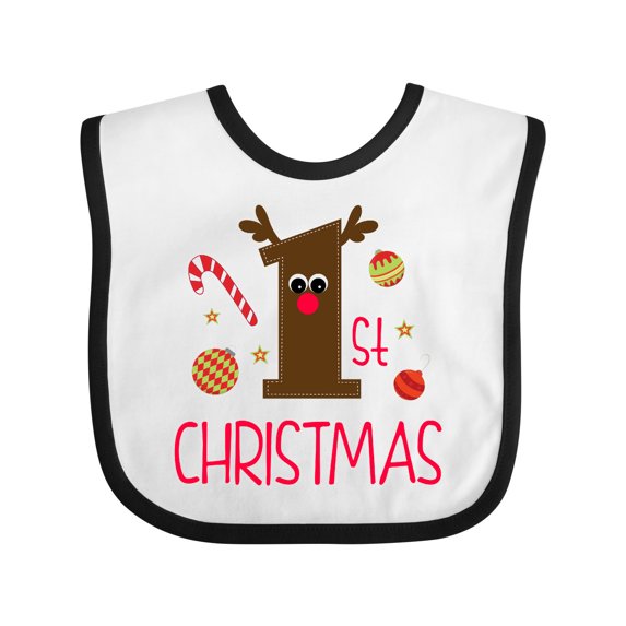 Inktastic 1st Christmas Reindeer Boys or Girls Baby Bib