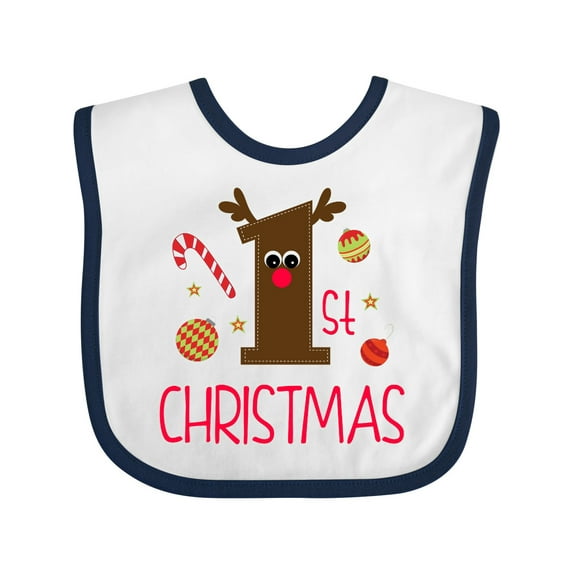 Inktastic 1st Christmas Reindeer Boys or Girls Baby Bib