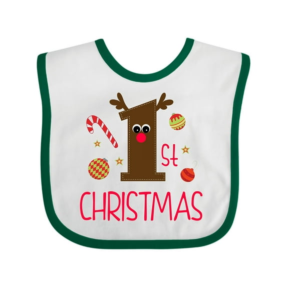Inktastic 1st Christmas Reindeer Boys or Girls Baby Bib