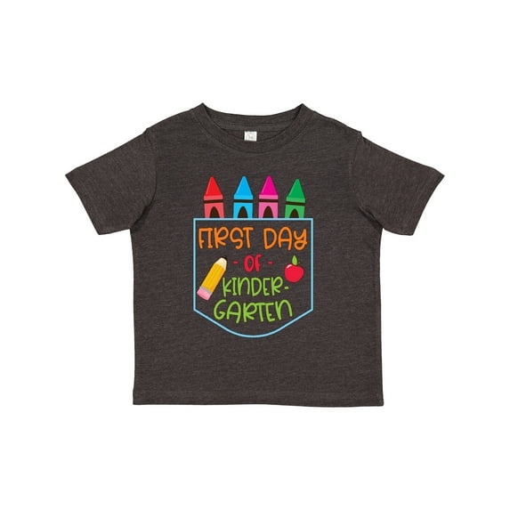 Inktastic 1st Day of Kindergarten Crayons and Apple Back to School Boys or Girls Toddler T-Shirt