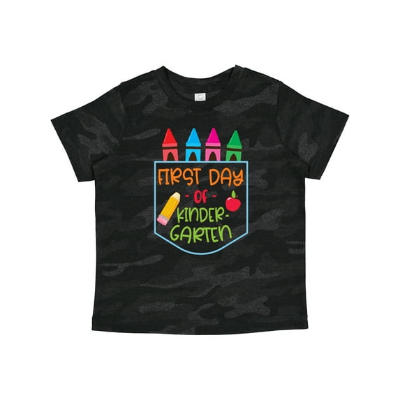 Inktastic 1st Day of Kindergarten Crayons and Apple Back to School Boys or Girls Toddler T-Shirt