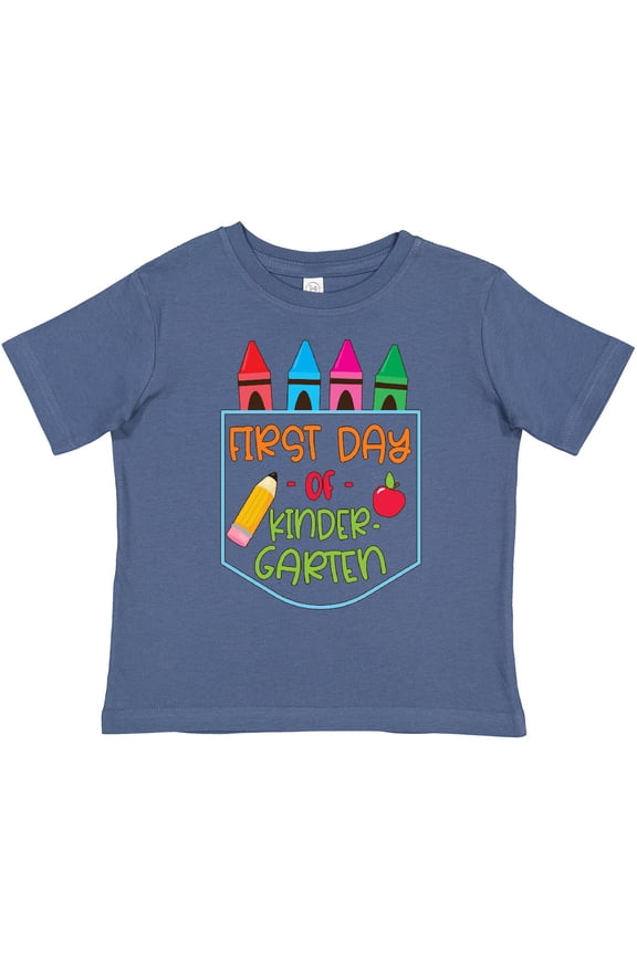 1st Day of Kindergarten Crayons and Apple Back to School Boys or Girls Toddler T-Shirt