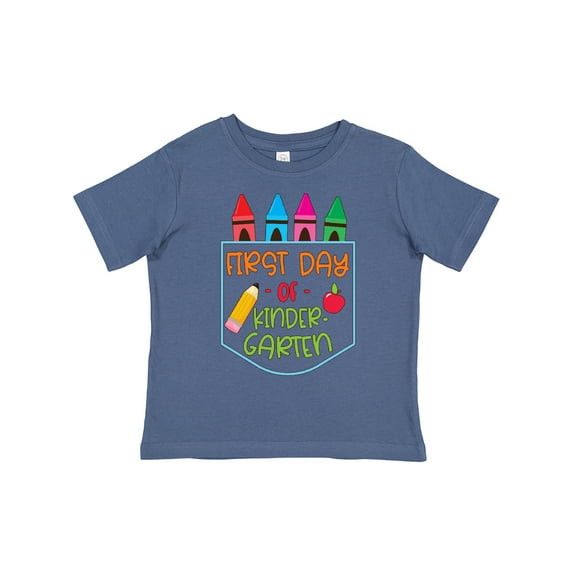 Inktastic 1st Day of Kindergarten Crayons and Apple Back to School Boys or Girls Toddler T-Shirt