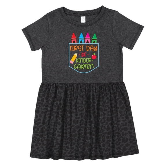 Inktastic 1st Day of Kindergarten Crayons and Apple Back to School Girls Toddler Dress