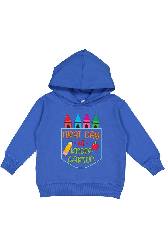 1st Day of Kindergarten Crayons and Apple Back to School Toddler Hoodie