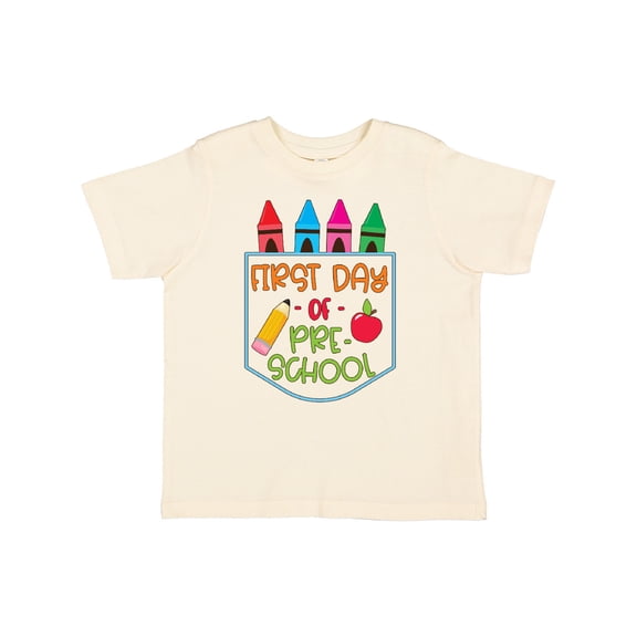 Inktastic 1st Day of Preschool Crayons and Apple Back to School Boys or Girls Toddler T-Shirt