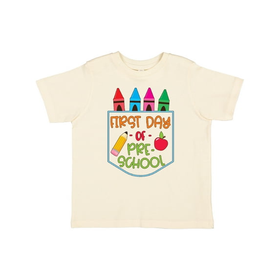 Inktastic 1st Day of Preschool Crayons and Apple Back to School Boys or Girls Toddler T-Shirt