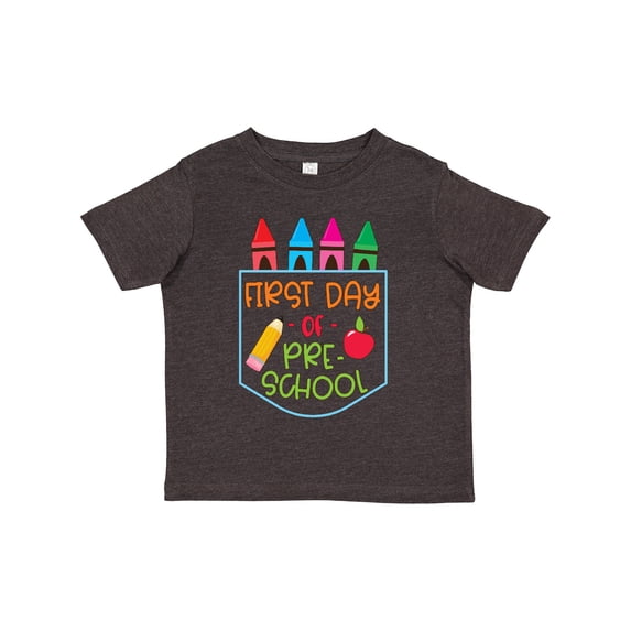 Inktastic 1st Day of Preschool Crayons and Apple Back to School Boys or Girls Toddler T-Shirt