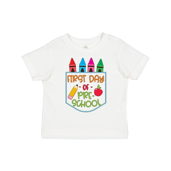 Inktastic 1st Day of Preschool Crayons and Apple Back to School Boys or Girls Toddler T-Shirt
