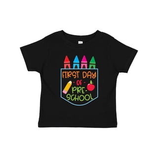 Inktastic 1st Day of Preschool Crayons and Apple Back to School Boys or Girls Toddler T-Shirt