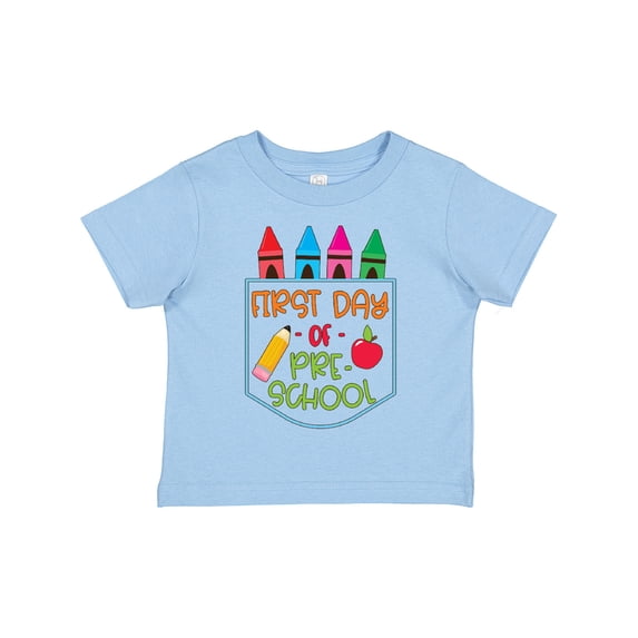 Inktastic 1st Day of Preschool Crayons and Apple Back to School Boys or Girls Toddler T-Shirt