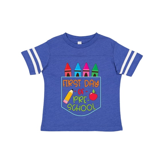 Inktastic 1st Day of Preschool Crayons and Apple Back to School Boys or Girls Toddler T-Shirt