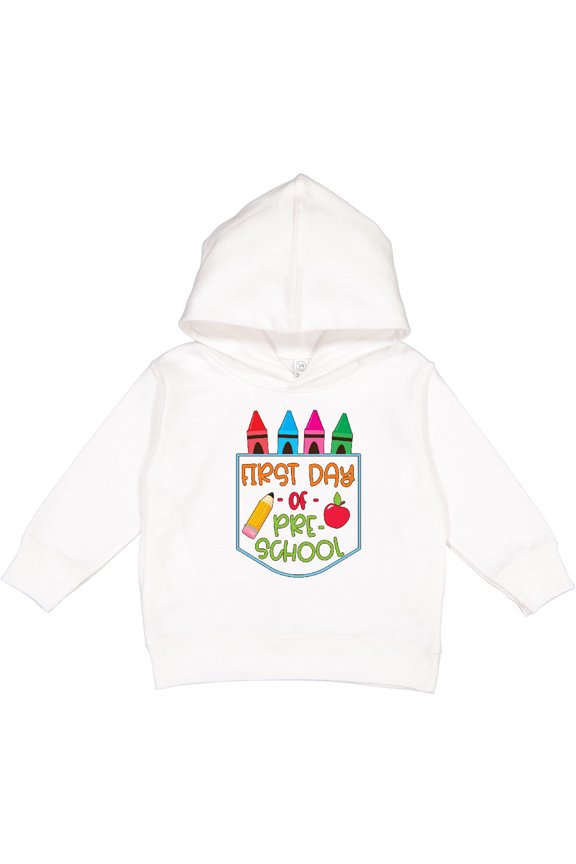 1st Day of Preschool Crayons and Apple Back to School Toddler Hoodie