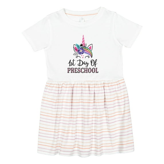 Inktastic 1st Day of Preschool Unicorn Back to School Girls Toddler Dress