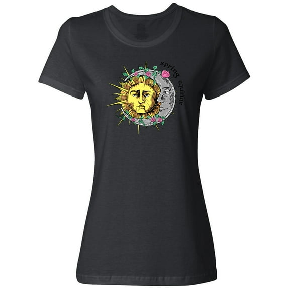 Inktastic 1st Day of Spring Sun and Moon Spring Equinox Women's T-Shirt