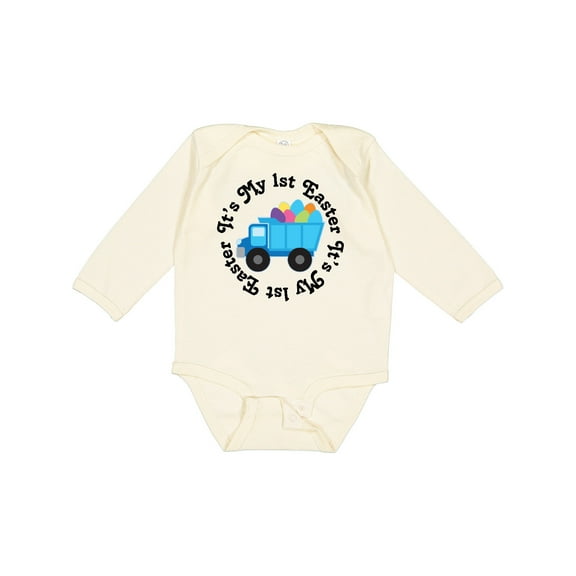 Inktastic 1st Easter Egg Truck Boys Long Sleeve Baby Bodysuit
