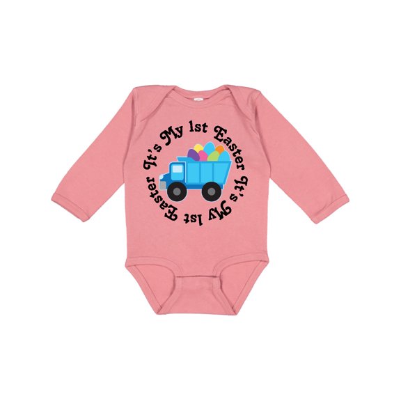 Inktastic 1st Easter Egg Truck Boys Long Sleeve Baby Bodysuit