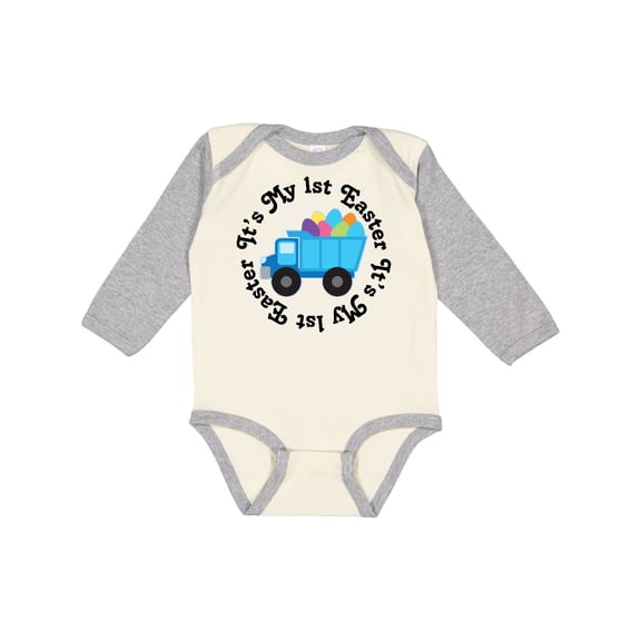 Inktastic 1st Easter Egg Truck Boys Long Sleeve Baby Bodysuit