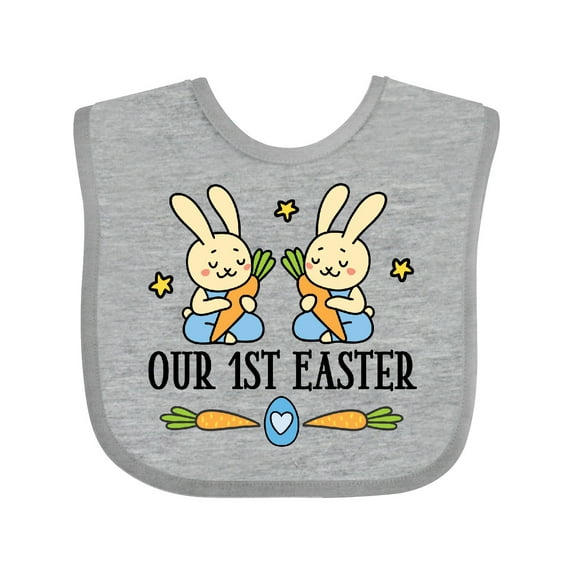 Inktastic 1st Easter Twin Boys Bunny Boys Baby Bib