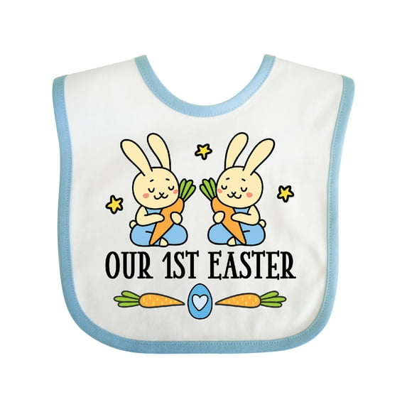 Inktastic 1st Easter Twin Boys Bunny Boys Baby Bib