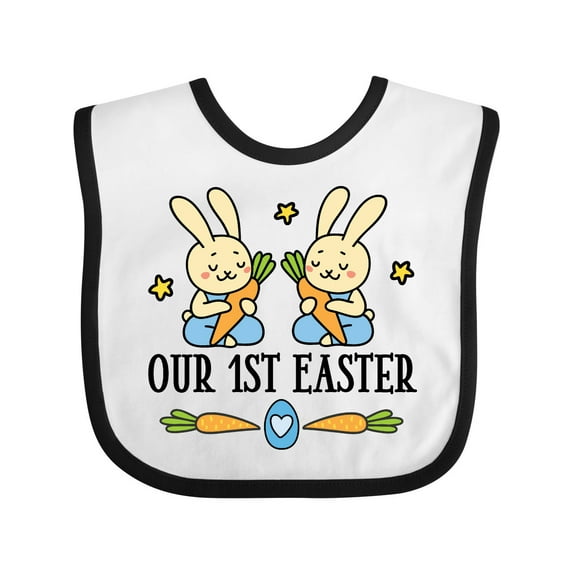 Inktastic 1st Easter Twin Boys Bunny Boys Baby Bib