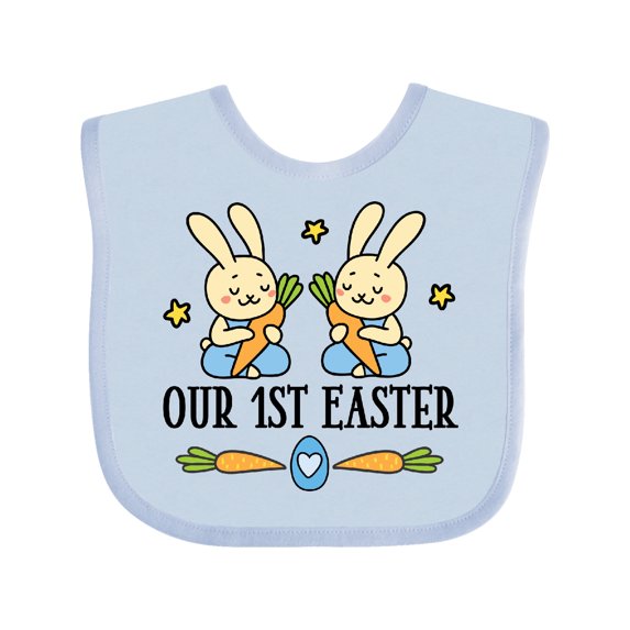 Inktastic 1st Easter Twin Boys Bunny Boys Baby Bib