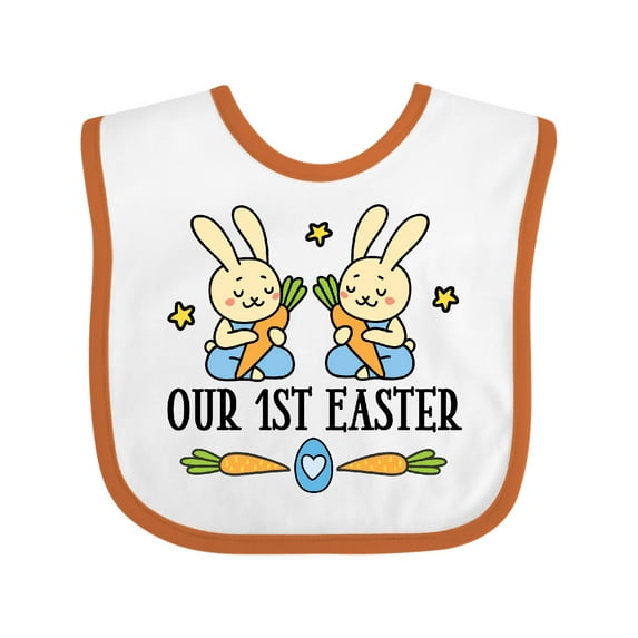 Inktastic 1st Easter Twin Boys Bunny Boys Baby Bib
