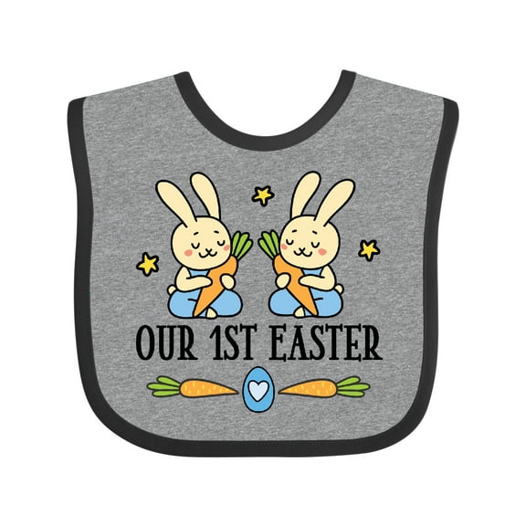Inktastic 1st Easter Twin Boys Bunny Boys Baby Bib