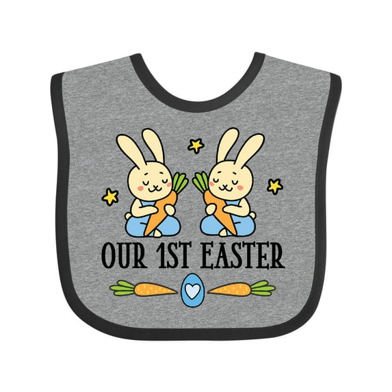 Inktastic 1st Easter Twin Boys Bunny Boys Baby Bib