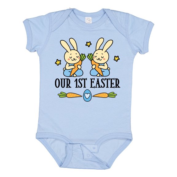 Inktastic 1st Easter Twin Boys Bunny Boys Baby Bodysuit