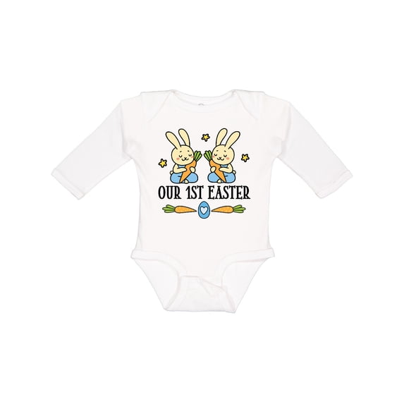 Inktastic 1st Easter Twin Boys Bunny Boys Long Sleeve Baby Bodysuit