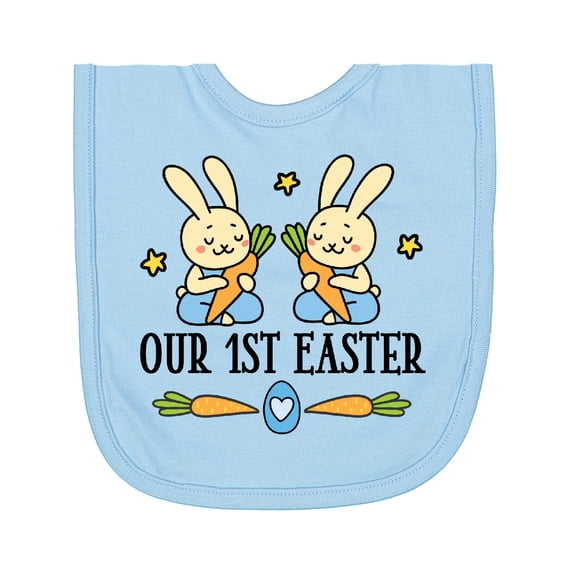 Inktastic 1st Easter Twin Boys Bunny Newborn Bib