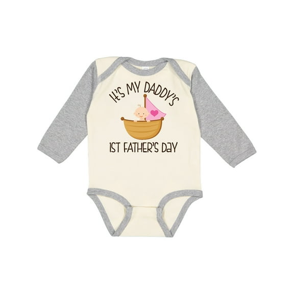 Inktastic 1st Fathers Day Baby Girl Girls Long Sleeve Baby Bodysuit