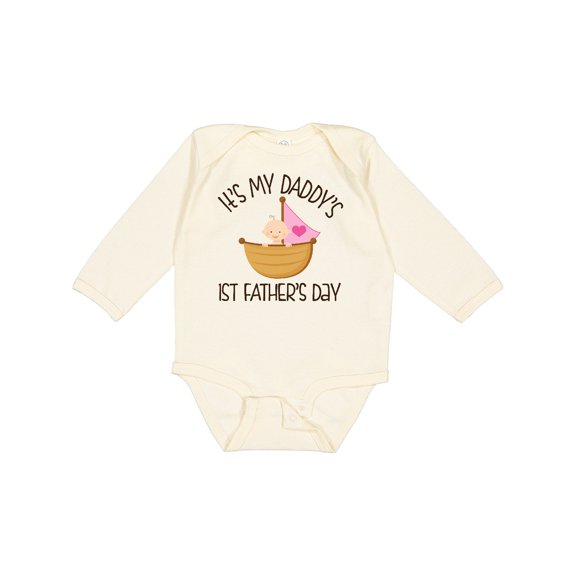 Inktastic 1st Fathers Day Baby Girl Girls Long Sleeve Baby Bodysuit