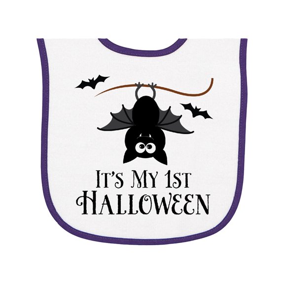 Inktastic 1st Halloween Bat Baby Terry Cloth Bib