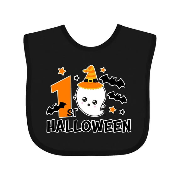 Inktastic 1st Halloween with Ghost and Bats Boys or Girls Baby Bib
