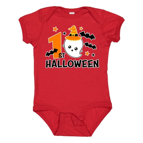 Inktastic 1st Halloween with Ghost and Bats Boys or Girls Baby Bodysuit