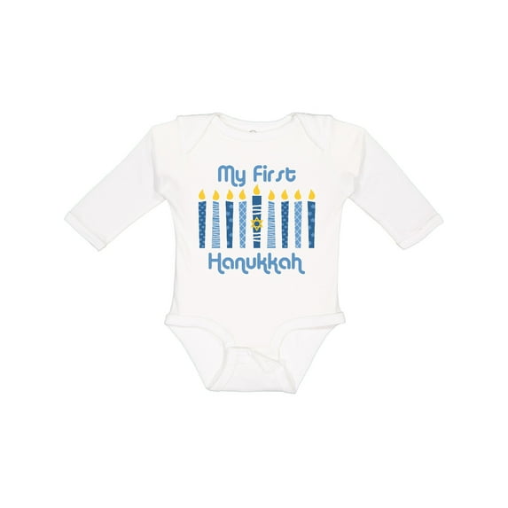 Inktastic 1st Hanukkah Candles Boys or Girls Long Sleeve Baby Bodysuit