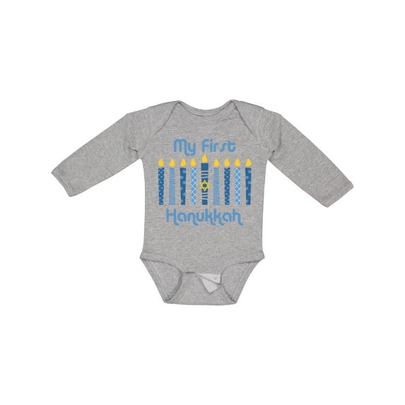 Inktastic 1st Hanukkah Candles Boys or Girls Long Sleeve Baby Bodysuit